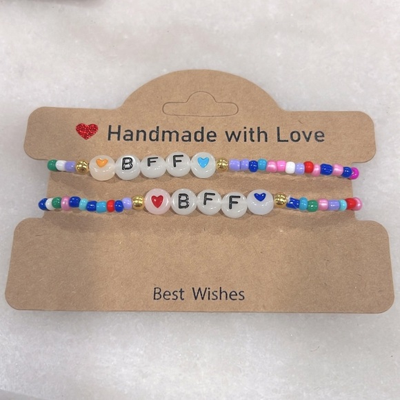 Best Friend Forever BFF Letter Bead Multicolor Stretch Bracelet Set - Picture 1 of 4